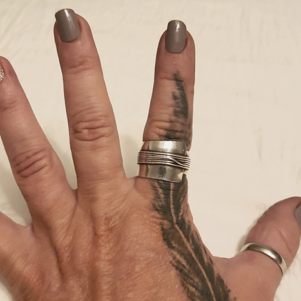 Sterling-Style Silver Stackable Band Ring - Gray